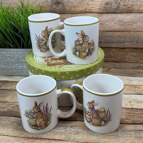 Set Of 4 Easter Ceramic Mugs Coffee/Cocoa Bar - Picture 14 of 14